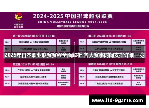 2025年日本职业联赛赛程全面解析 各大赛事时间安排详细一览