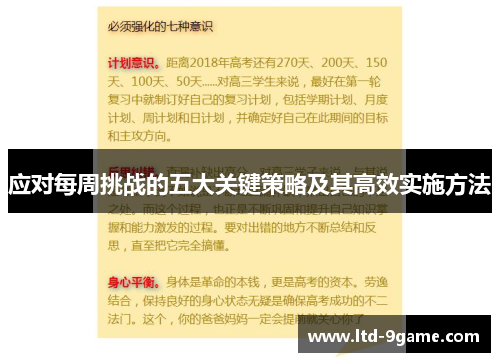 应对每周挑战的五大关键策略及其高效实施方法